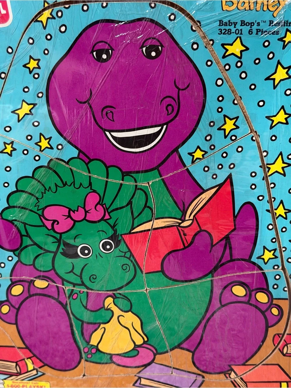 Playskool Barney & Baby Bop Wooden Puzzle - Purple & Green